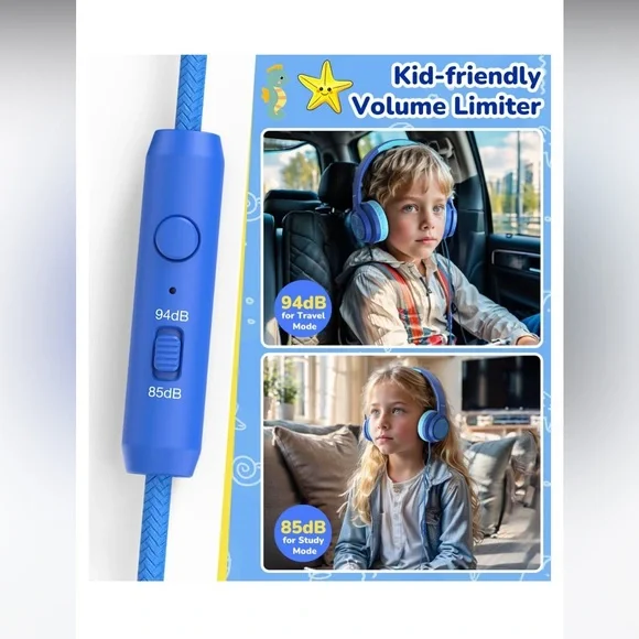 Blue Wired Headphones - Picture 2 of 6